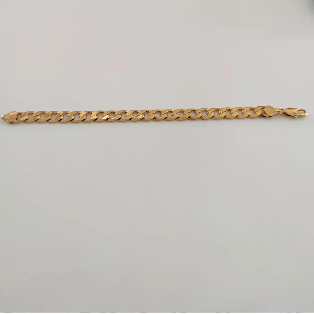 Bracciale da uomo con catena a maglie cubane, FINITURA in oro giallo massiccio da 18 ct, gioielli autentici e robusti, 8,3 pollici, pesante215A