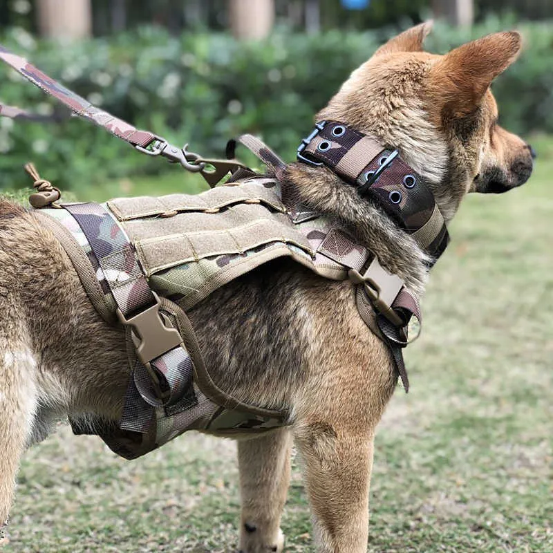 Harnais de chien tactique militaire gilet de chien de berger allemand avec poignée en nylon harnais de laisse de chien élastique pour petits grands chiens chiot 210712