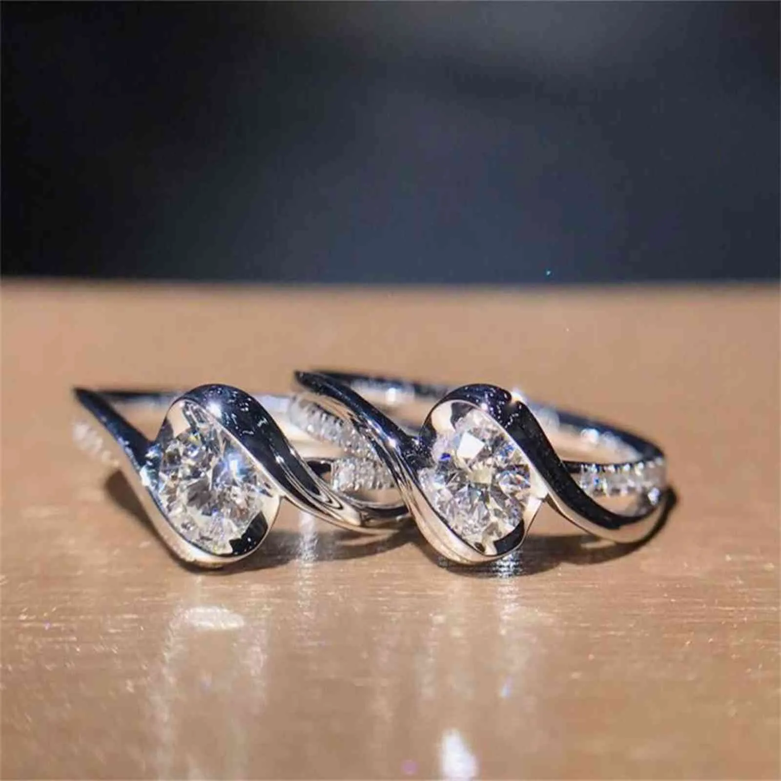 Gift Women Size 6-10 Couple Cubic Zirconia Fashion Jewelry Accessories White Sapphire Ring 925 Silver Rings Wedding Rings G1125