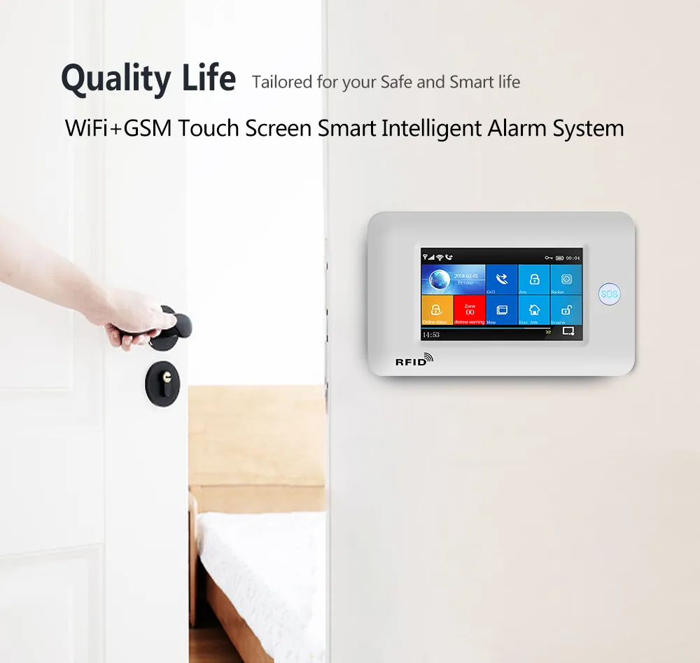 GauTone PG106 WiFi GSM Einbrecher-Sicherheits-Wireless-Home-433-MHz-Alarmsystem mit SOS-Taste