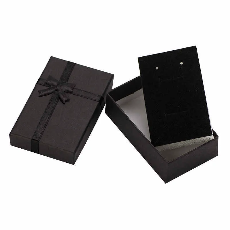 32 pièces boîte à bijoux 8x5 cm noir collier pour bague cadeau papier bijoux emballage Bracelet boucle d'oreille affichage avec éponge 210713317z