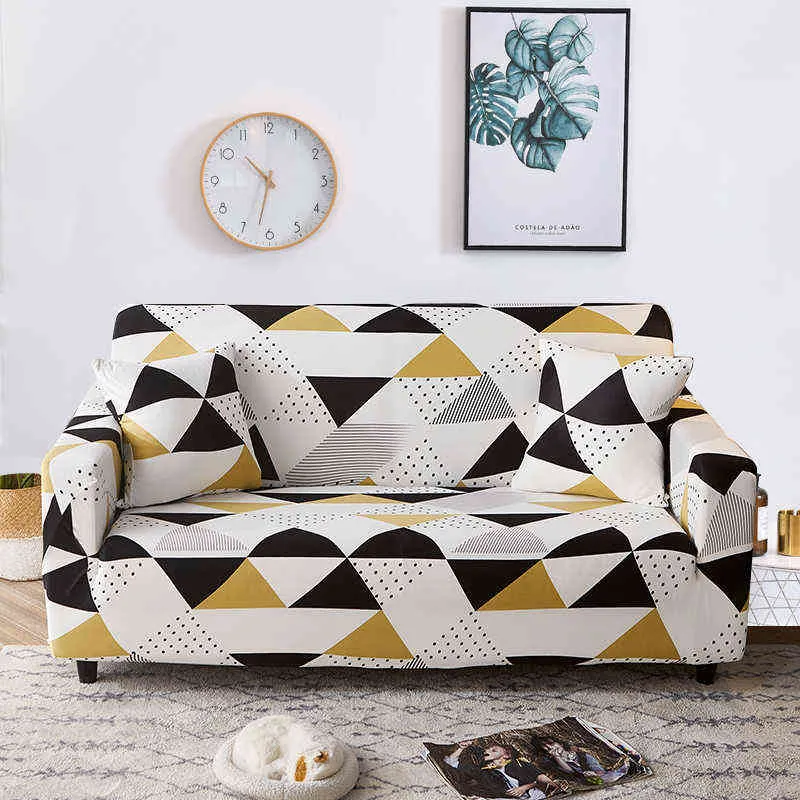 1/2/3/4 places Canapé géométrique Couverture élastique Stretch Chaise moderne Couch S Pour le salon Protecteur de meubles 211116