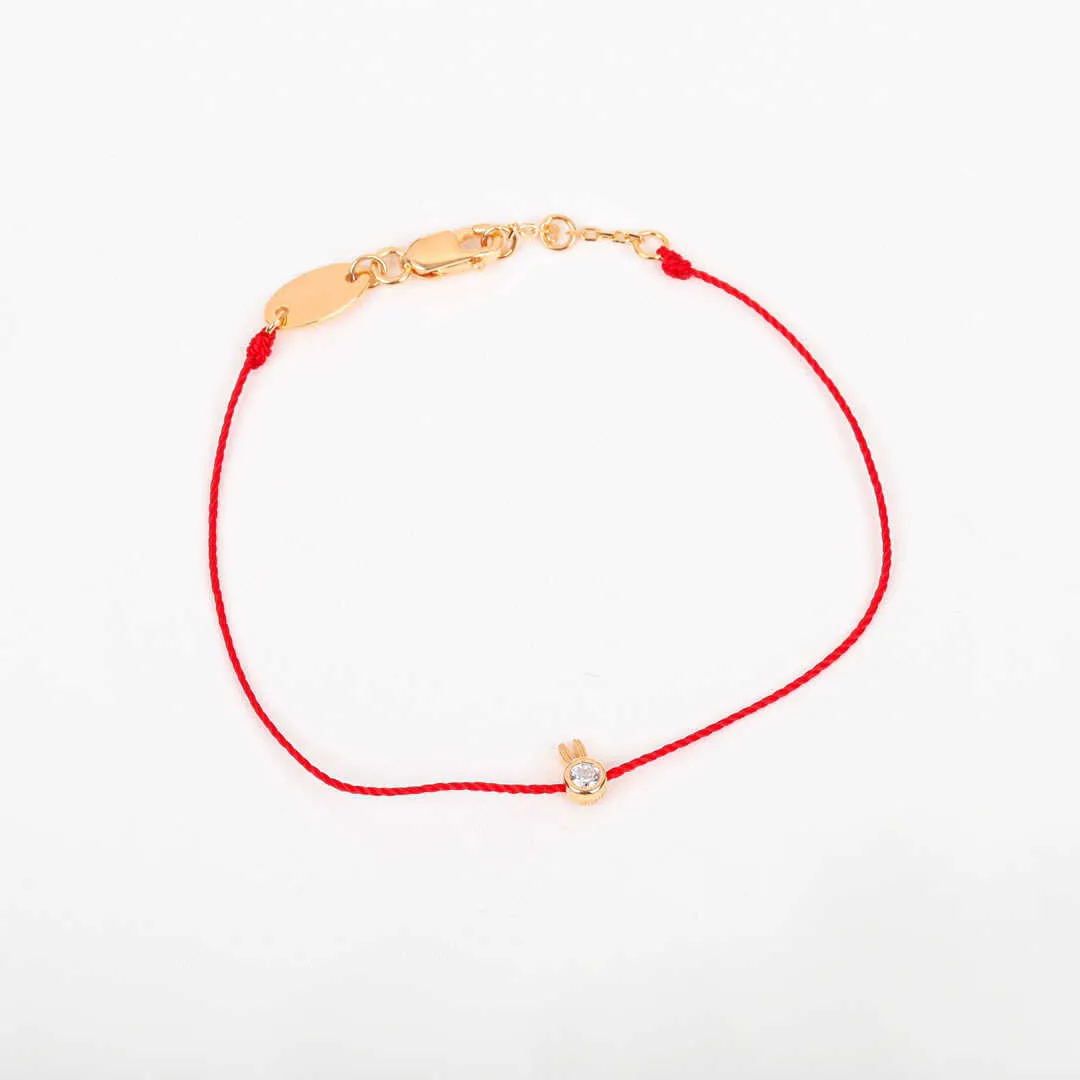 Hot Brand Pure 925 Sterling Silver Jewelry Silver Chain Gold Color Rabbit Bracelet Party Wedding Jewelry Thin Red Rope Bracelet