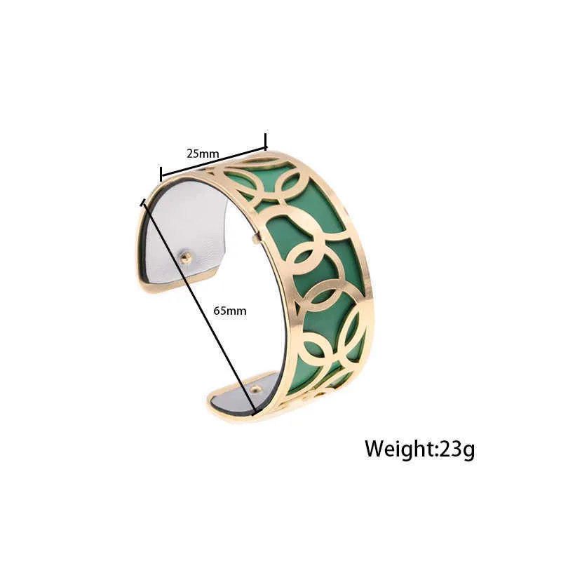 25mm Interchangeable Leather Cuff Bracelet Bangles with Gold Color Love Hoop Shaped Manchette Femme Bijoux Bracelet Wholesale Q0719