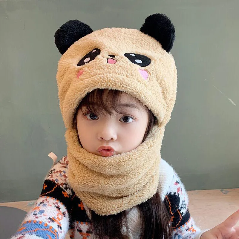 Scarves Toddler Kids Baby Boy Girl Winter Warm Plush Scarf Hats Earflap Beanie Hat Cap Cute Bear 2021 Design Sky2730