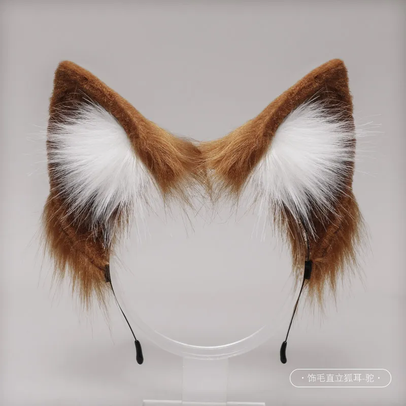 Kawaii для женщин и девочек, повязка на голову с имитацией заячьих ушей, аниме, плюшевые ушки лисы, KC, аксессуары для волос в стиле Лолиты3343