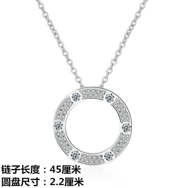 Kryształowe Naszyjniki Kobiet Wisiorek Plated Happy Fashion Full Diamond Circle Gold Silver