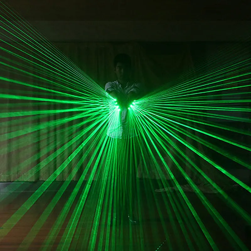 Multiline Green Laser Party Handskar Lysande för LED Robot Suit Dress Bar Music Festival Stage Supplies7181643