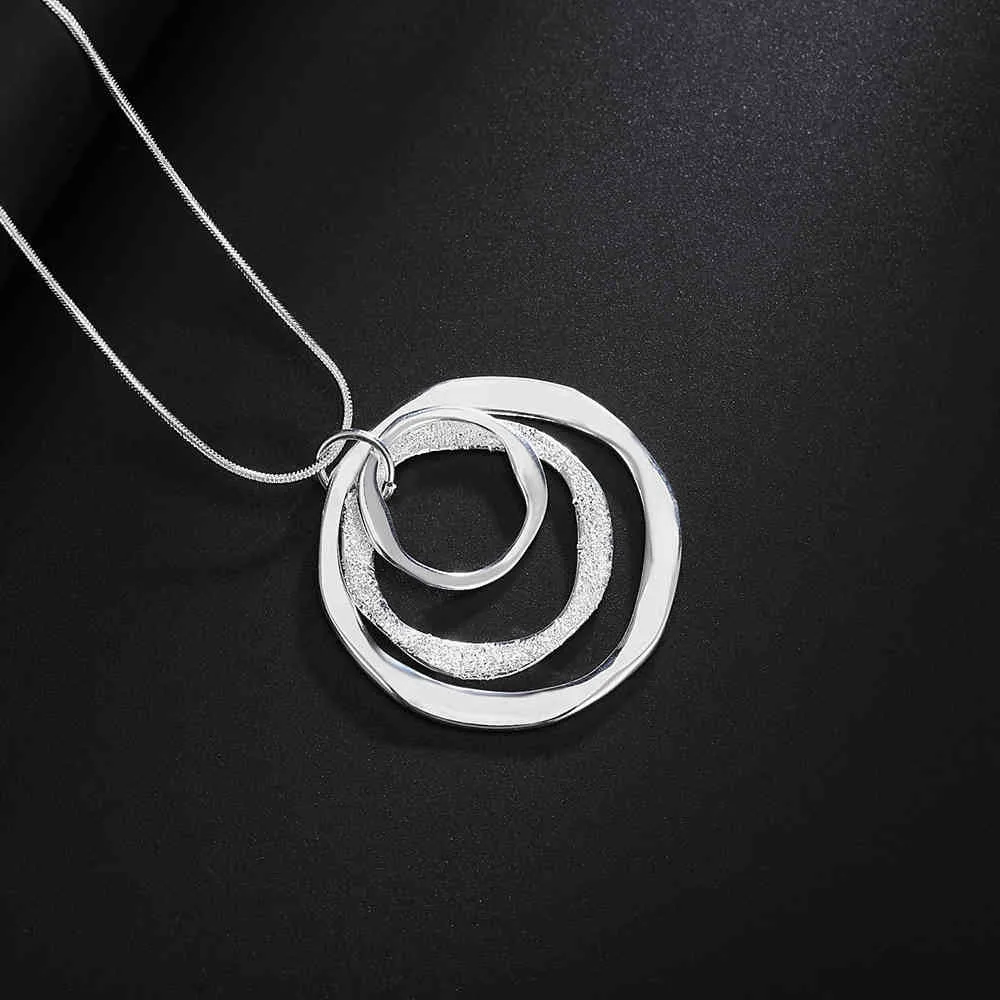 Collier en argent Sterling 925 pour femmes, marque Fine, bijoux de mariage de luxe, style bohémien, pendentifs à trois cercles, chaîne