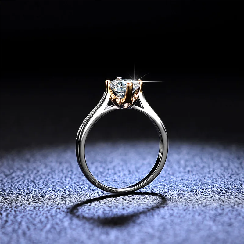 Anello in oro giallo 18 carati con diamante a taglio eccellente, colore buono, anello in moissanite, gioielli in argento 925, regalo ragazza