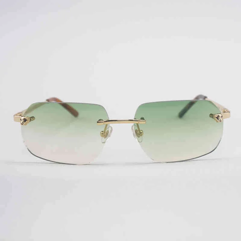 2024 FASHOUD OFF LUXE DESEPRESESER NIEUWE MEN's en Dames zonnebril van Vintage Style Men Rimless Metal Frame Gafas Women voor Outdoor Accessories Oculos Ovale tinten