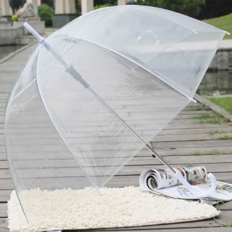 Mode Transparent Clear Bubble Dome Shape Paraply Utomhus Vindskyddad Paraplyer Prinsessan Weeding Dekoration Drop Ship 210721