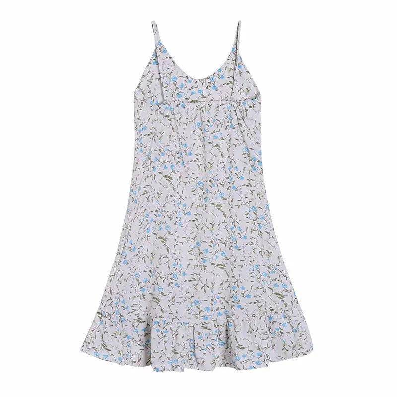 PUWD Sweet Femmes V Cou Robe droite Summer Fashion Ladies College Style Mignon Femelle Imprimé Jarretelle Mini 210522