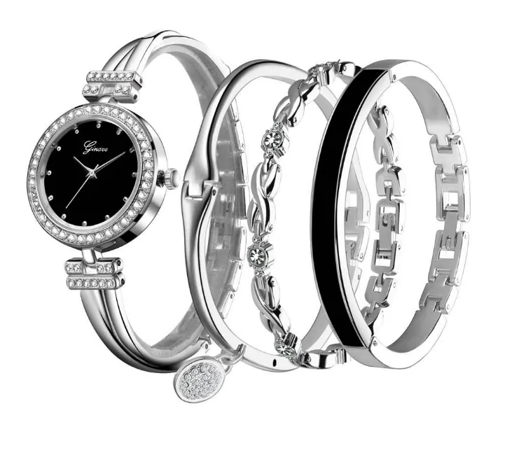 Vente de luxe 4 pièces ensemble montre pour femme diamant mode montres à Quartz dames montres Bracelets244s