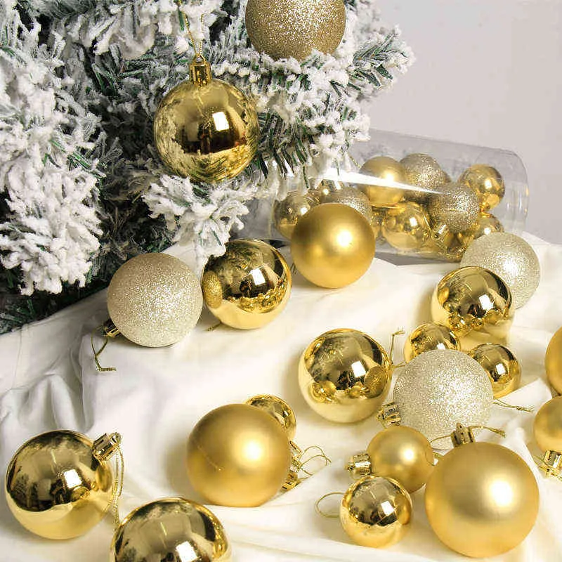 8cm Big Christmas Tree Ball Hanging Ornament Decor For Home Xmas Party Decoration Year 2022 Navidad Gift 211104