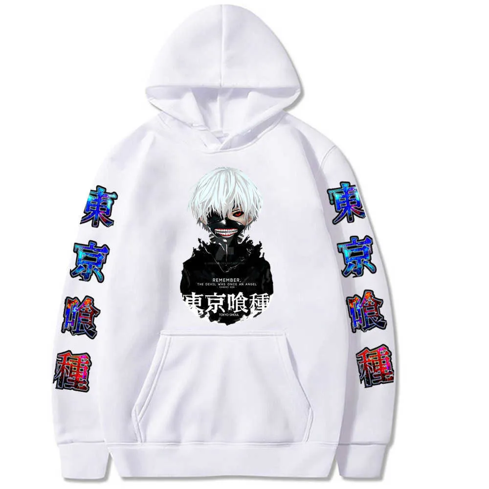 Tokyo Ghoul Hoodie Mode Pullover Tops mit Taschen Langarm Winter männlich und weiblich Y0803 Y0804