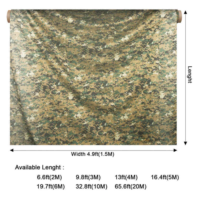 Camouflage militaire maille tissu tissu ombre Net Camo-net maison jardin décoration clôture extérieur ombre auvent couverture 1.5M large Y0706