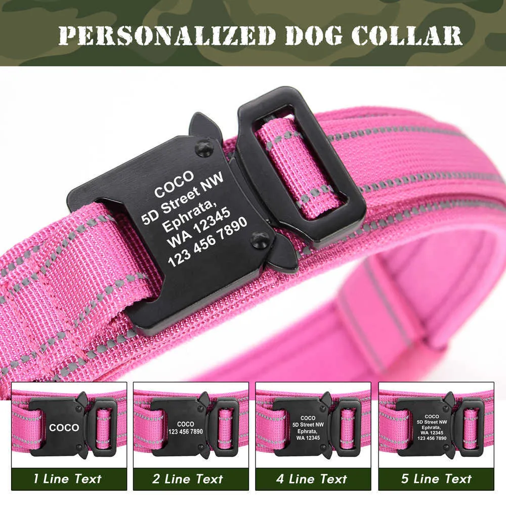 Colar de animais de estimação de nylon de gola de cachorro tático personalzijado personalizado colarinho de estimação personalizado com alça de controle rápido para grandes cães 211006