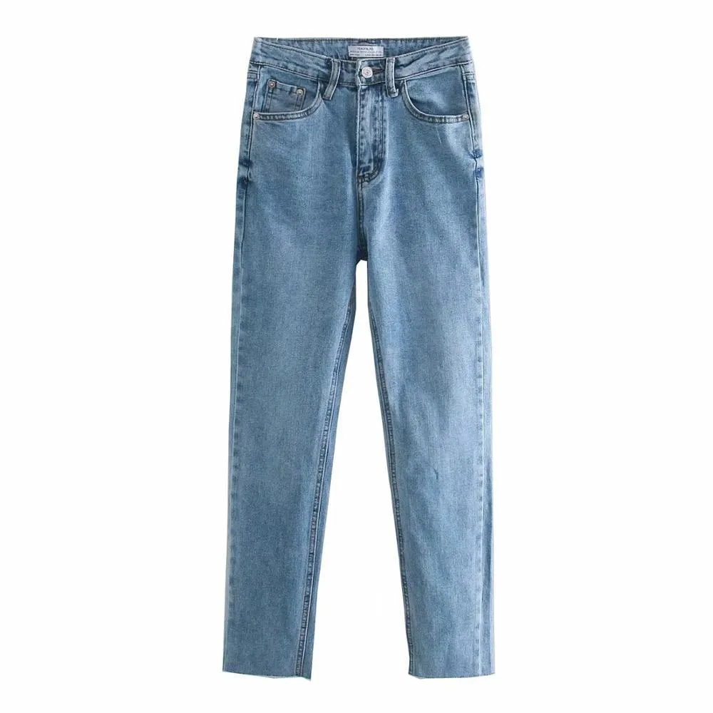 Moda Damska Kobiety Kobiecy Damal Slim Fit Hi-Rise Jeans High Wasit Eleganckie Lekko Rozciągliwe Seamless Hems Zip Fly Pant 210520