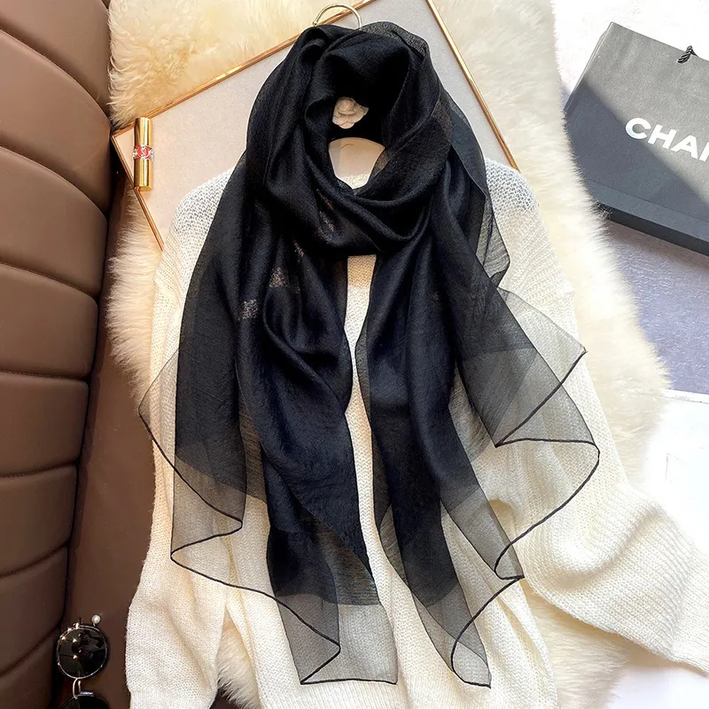 2020 Реальный шелковый шерстяной шарф женский дизайнерский бренд Follard Hijab шарфы леди Пашмина черная белая красная бандана шеи шали обертывания