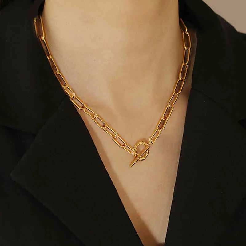 17KM Big Chain Choker Necklaces For Women Men Vintage Geometric Gold Necklace Chunky Thick Fashion Female Jewelry Wedding Gift