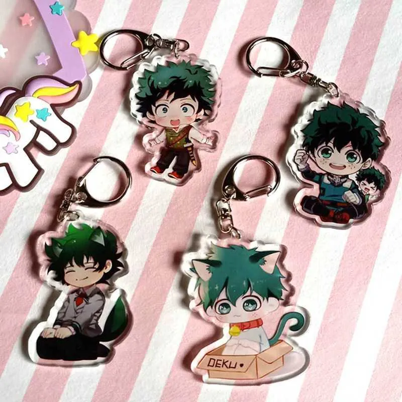 Anime My Hero Academia Boku No Hero Academia Portachiavi Acrilico Portachiavi Portachiavi Pendenti con gemme e perle Regalo i bambini G1019