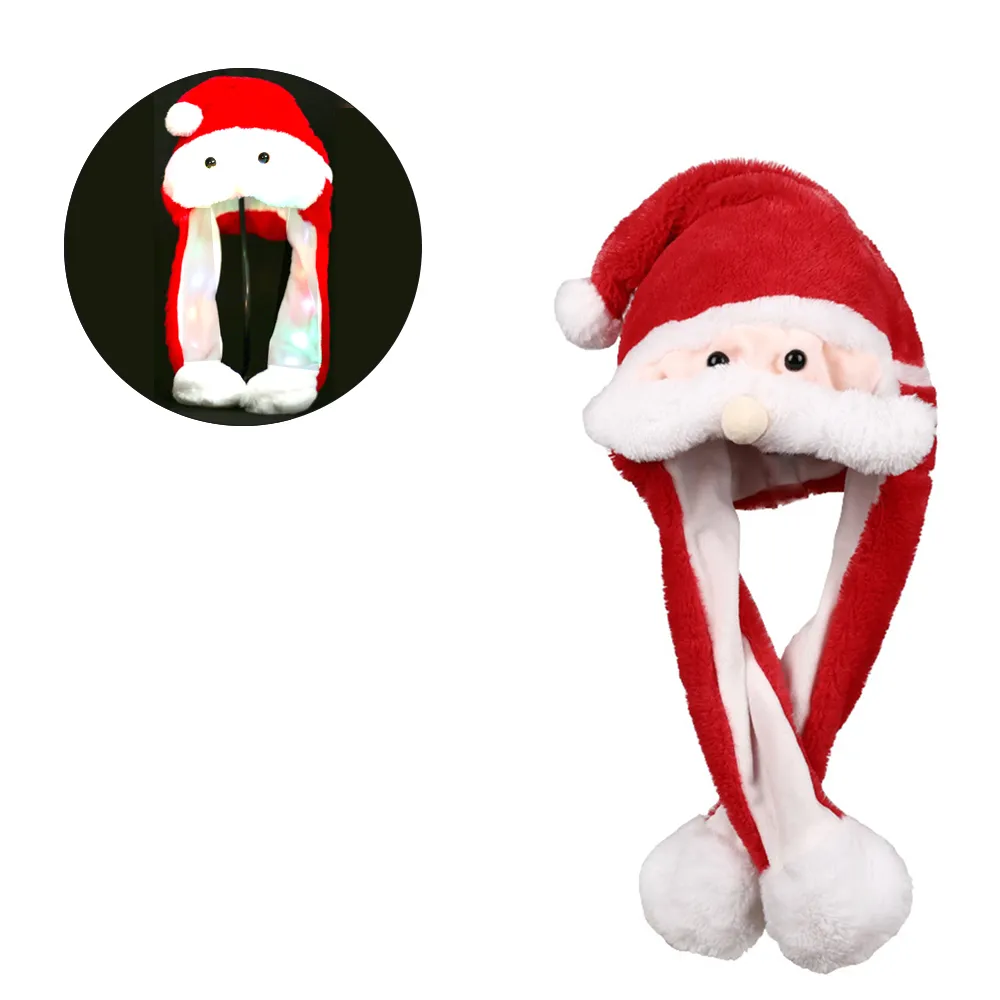 Chapeaux de noël oreilles mobiles, chapeau de cerf mignon, Airbag, cadeau du père noël, jouet en peluche pour enfant, casquette lumineuse LED de noël