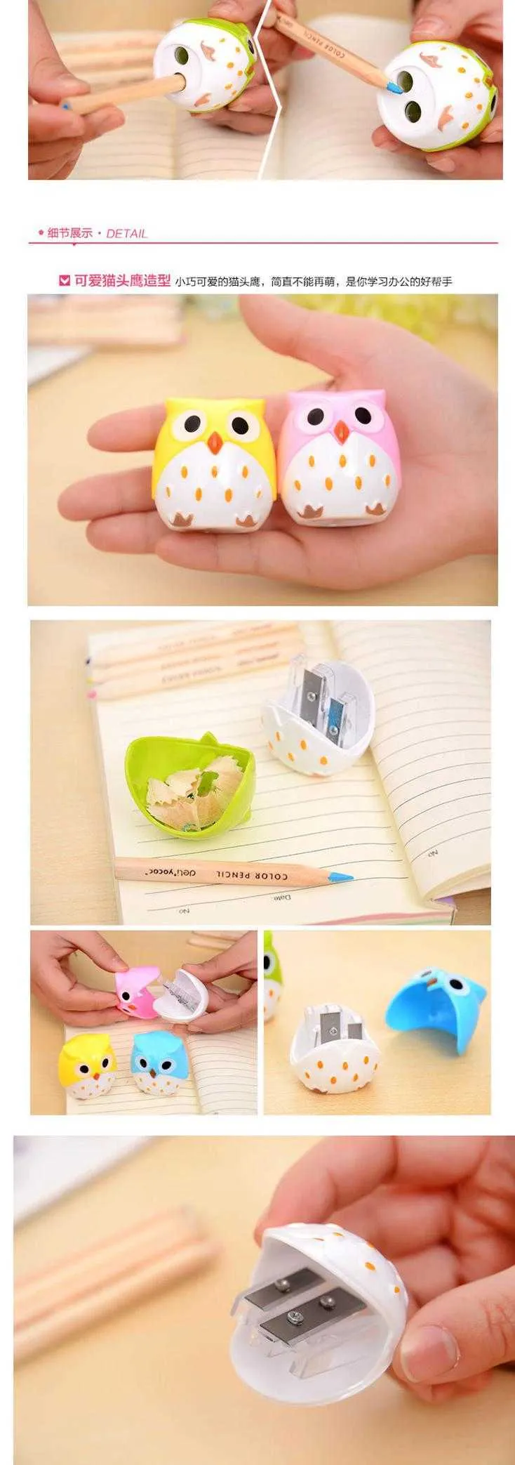 uocho Double Hole Owl Pencil Sharpener School Stationery Knife Children Creative Stationary Wholesale 210615