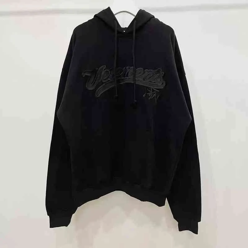 Version Correct of Weitemeng Vententsvtm Heavy Industry Letter Embroidered Men's and Women's Hooded Plush Sweater