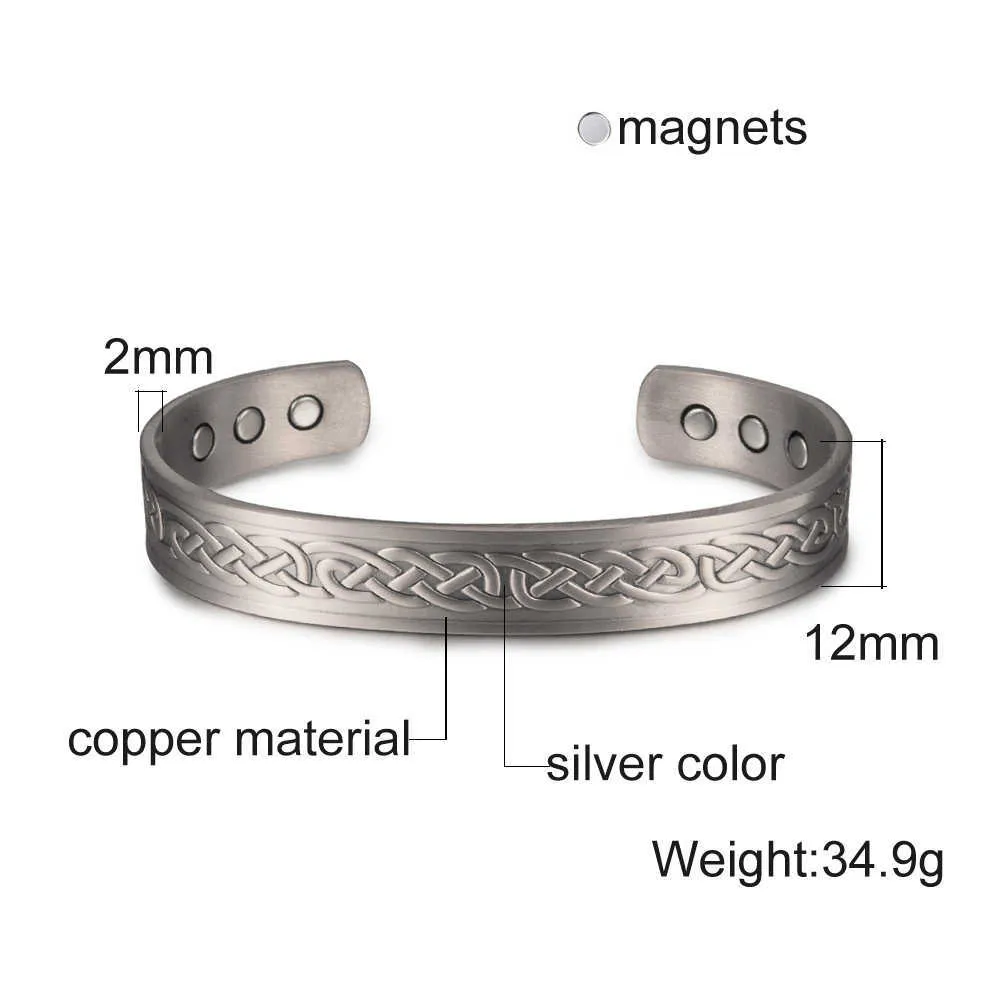 Vinterly Wikinger-Armbänder für Herren, reines Kupfer, verstellbares Manschettenarmband, Energie-Armband, magnetische Armbänder, Armreifen für Arthritis, Q071202J