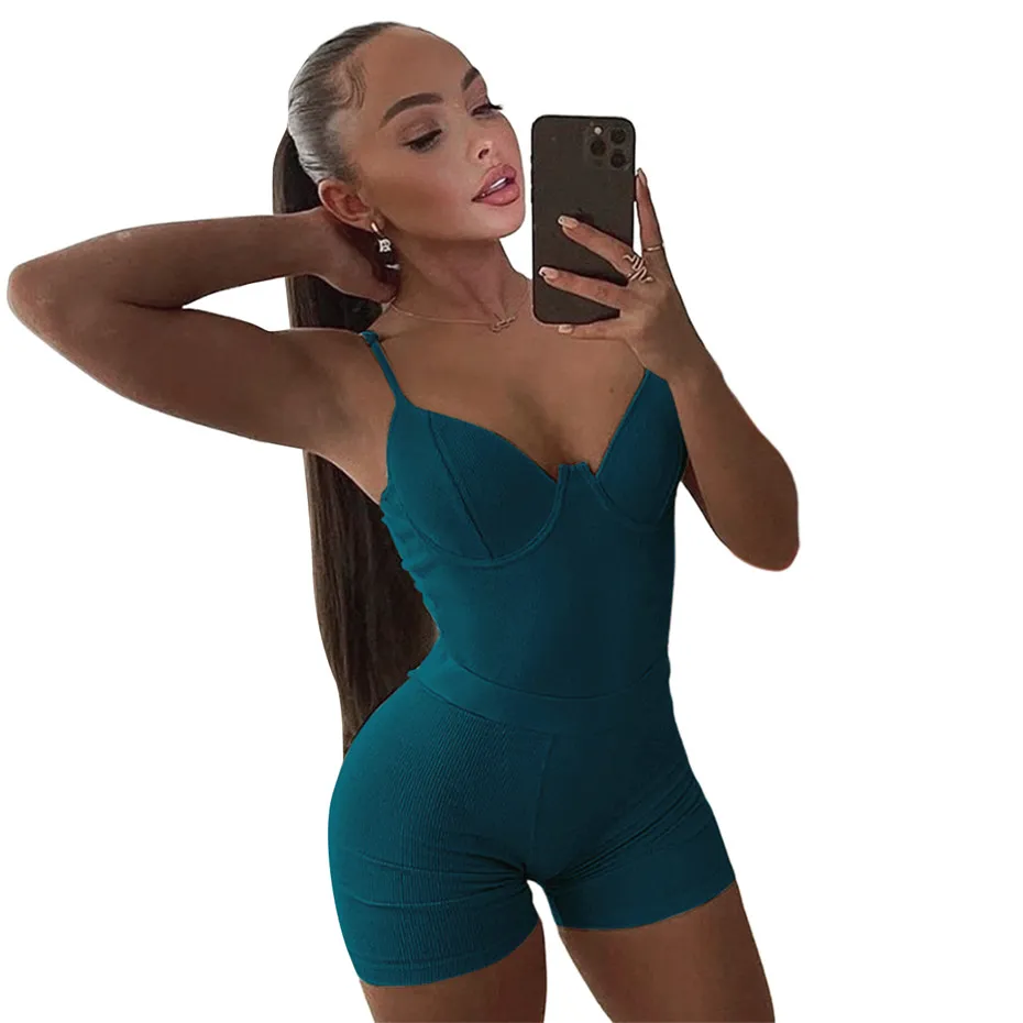 Vrouwen 2022 zomer rompertjes outftis sexy skinny overalls mode solide mouwloze playsuit pullover comfortabele clubwear verkoopkleding K8739