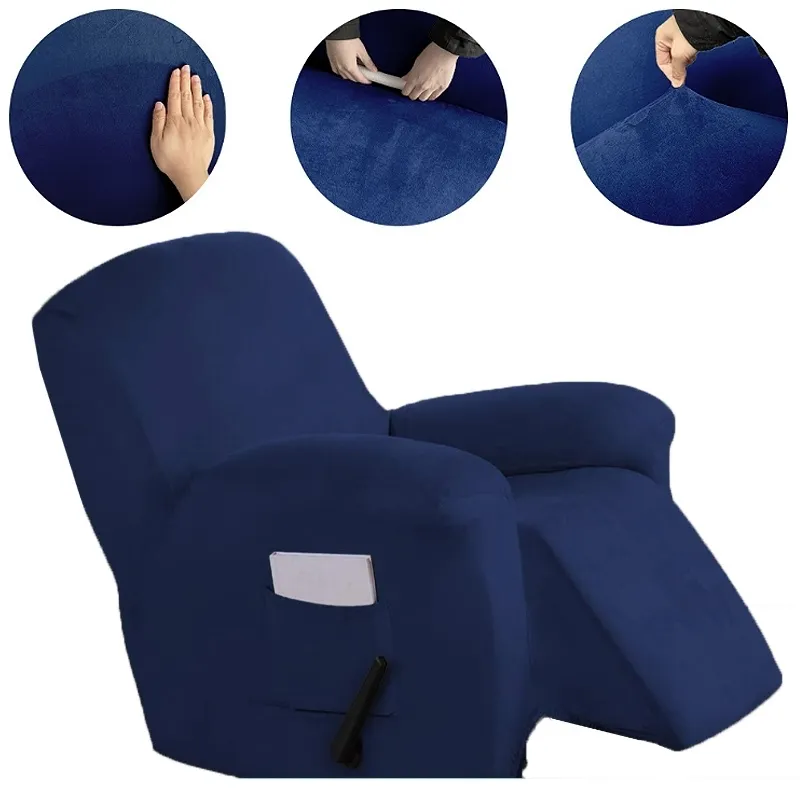 Suede recliner soffa stol täcker all-inclusive couch s elasticArmChair slipcover massage möbler protector 220302