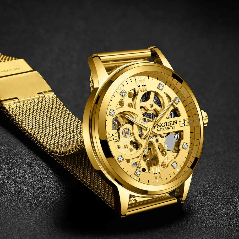 Szkielet zegarek Nowy sport Fngeen Mechanical Watch Fashion Mens Watches Top Mander Montre Homme Clock Men Automatyczne zegarek 210407176S
