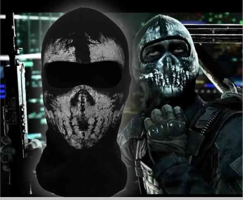 SzBlaZe marque COD fantômes imprimer coton bas cagoule masque Skullies bonnets pour Halloween jeu de guerre Cosplay CS joueur couvre-chef 23689675