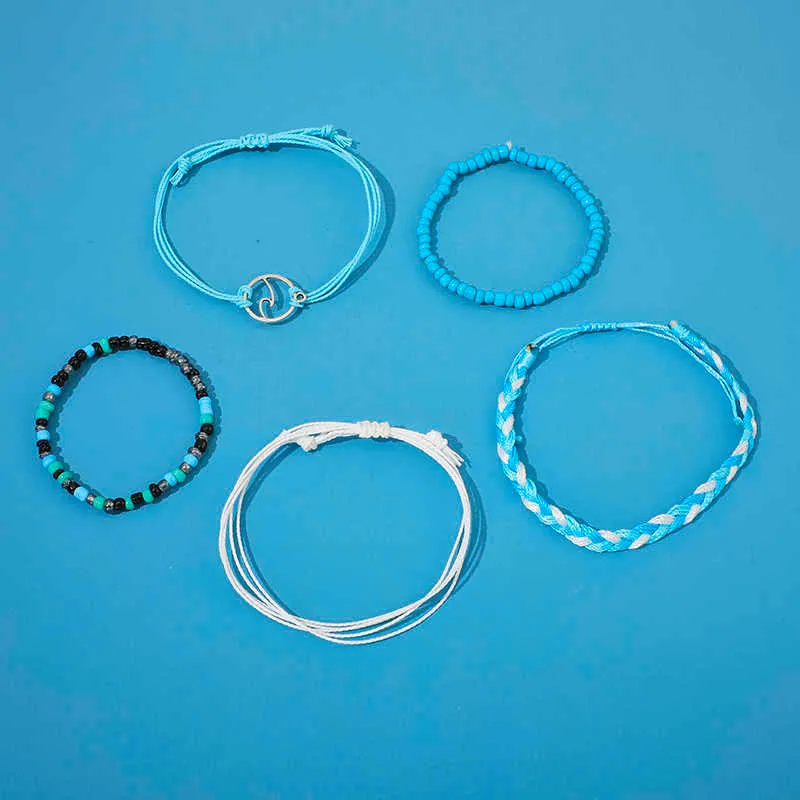 Tocona / sets färgglada pärla armband för kvinnor Bohemian rep justerbara ihåliga geoemtry smycken tillbehör gåva 9659 g1026