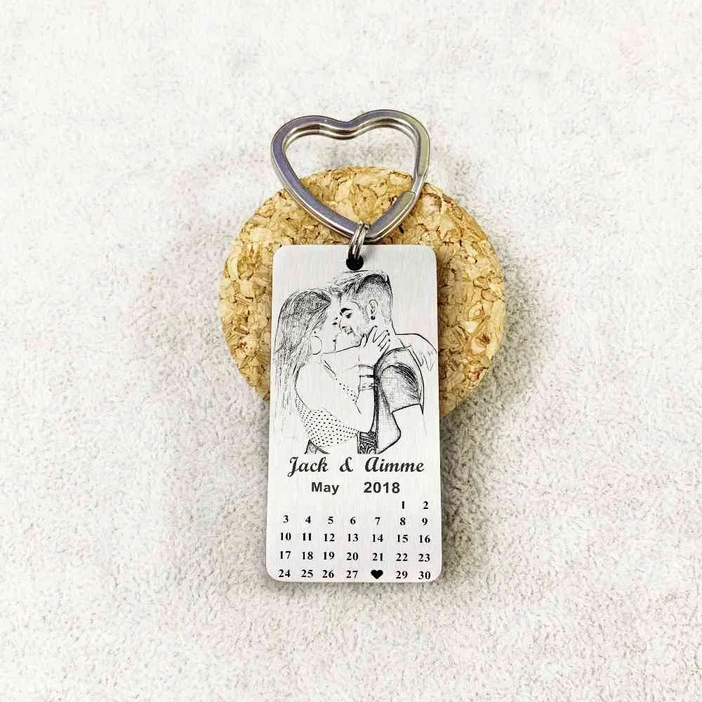Calendario personalizado Keychain PO Calendario Clava Cadena Calendario Estampado Grabado PO POLECHA POTINGULA REFORME 2290B