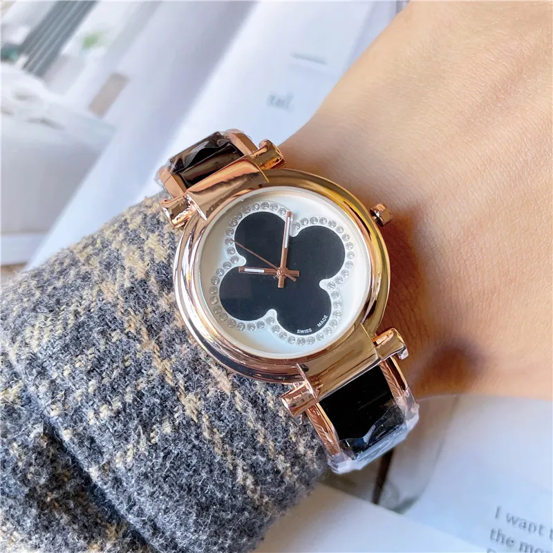 Marka zegarek dla kobiet dziewczyna kryształowy styl kwiatowy metalowy zespół kwarcowy luksusowy zegarek l73