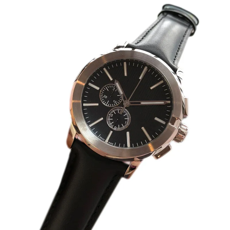 Herenhorloge Chrono chronograaf, volledig werkend roestvrij staal, zwarte wijzerplaat, quartz uurwerkhorloges voor heren, designer montre de luxe pols254F