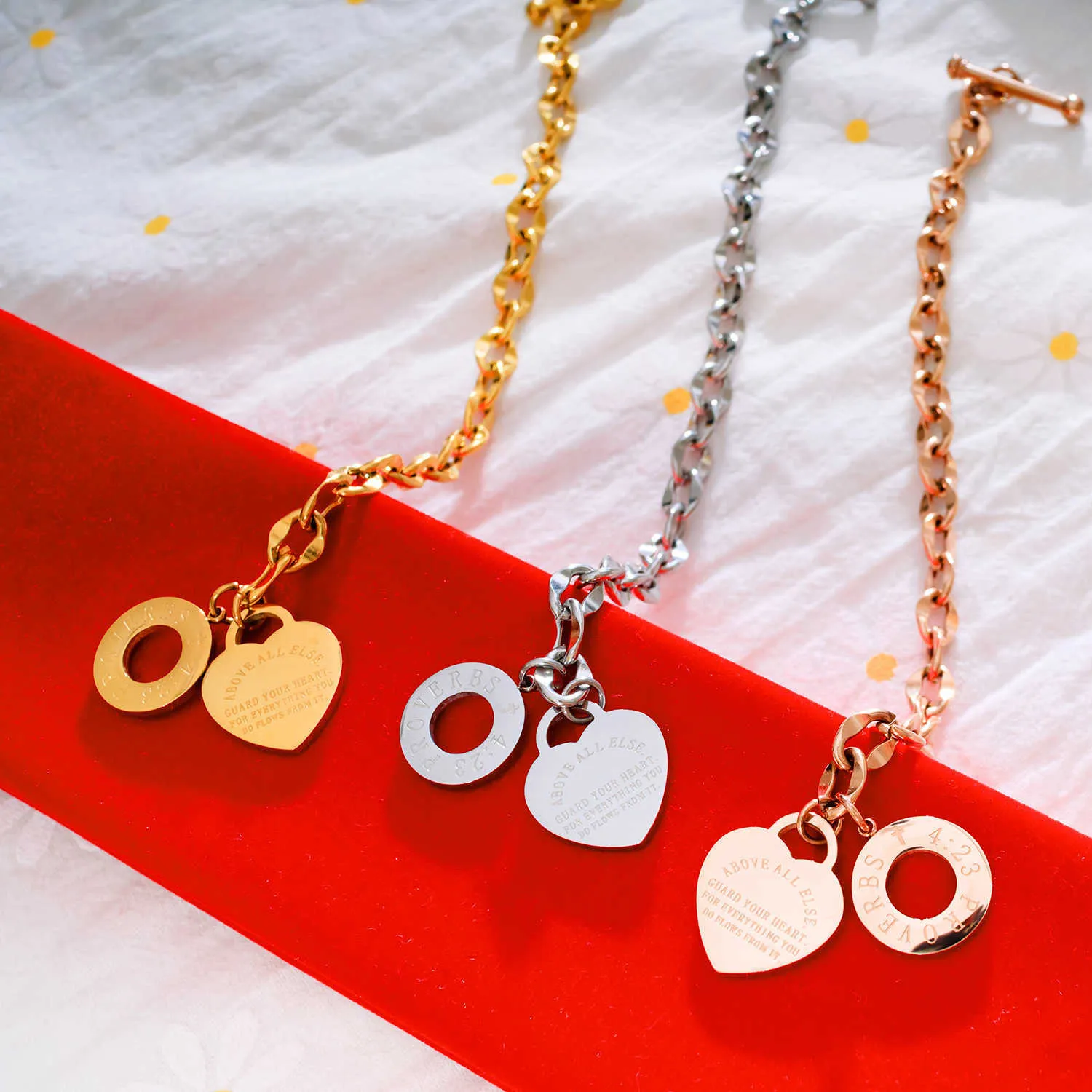 Heart-shaped Bracelet Proverbs Pendant for Women Gift Metal Brand Designbracelets Fashion Female Gold Jewelry Gifts Q0603303r