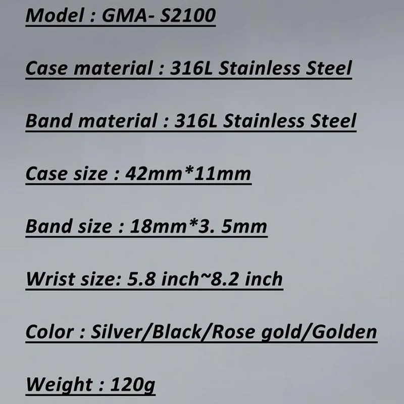 Cinturini orologi GMAS2100 Hontao Casioak Mini All Metal Mod Kit Lunetta con cinturino a vite Acciaio inossidabile fai da te il più piccolo GMA-S2100345f