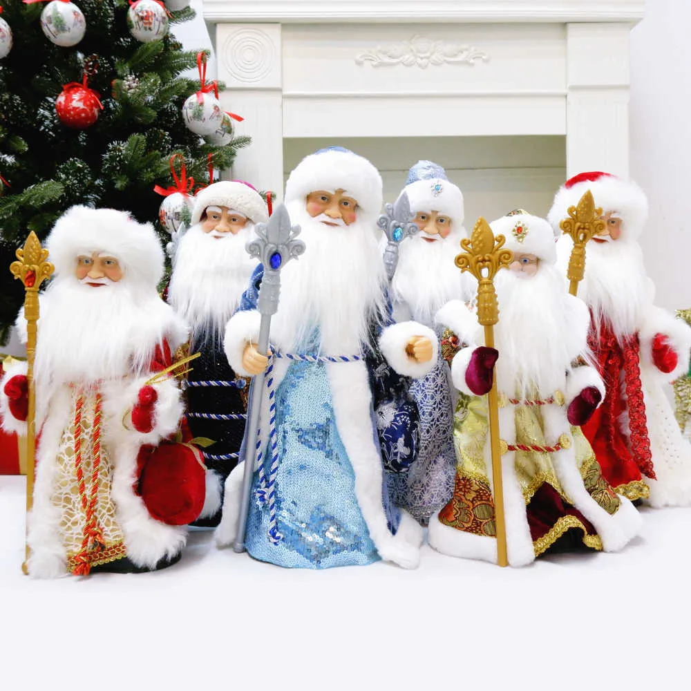Électrique Père Noël Snow Maiden Poupées Musicales Jouets En Peluche Arbre De Noël Ornements Décoration Chiffres Décor À La Maison Cadeau Navidad 211018