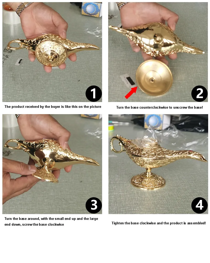 Aladdin lampa prydnad Antik Aladin Magic Lampa för Kid Chrismas Present Heminredning Vardagsrum Dekoration