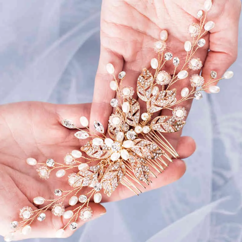 Blumenzubehör Braut Kopfschmuck Perle Strass Hochzeit Kamm Frauen Haarschmuck Dekoration