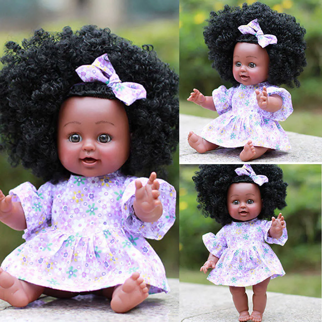 Ragazza Baby African Black Girl Realistica 5 cm Bambole Giocattoli bambini bambini Bambini Ragazze Ragazzi Body Play Bambole in vinile neonato Q0910