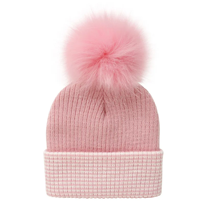 Barn stickad hatt Autumn Winter Boys and Girls Baby Ball Cap Stripe Warm 2 storlekar för ålder 0-4 år DD541