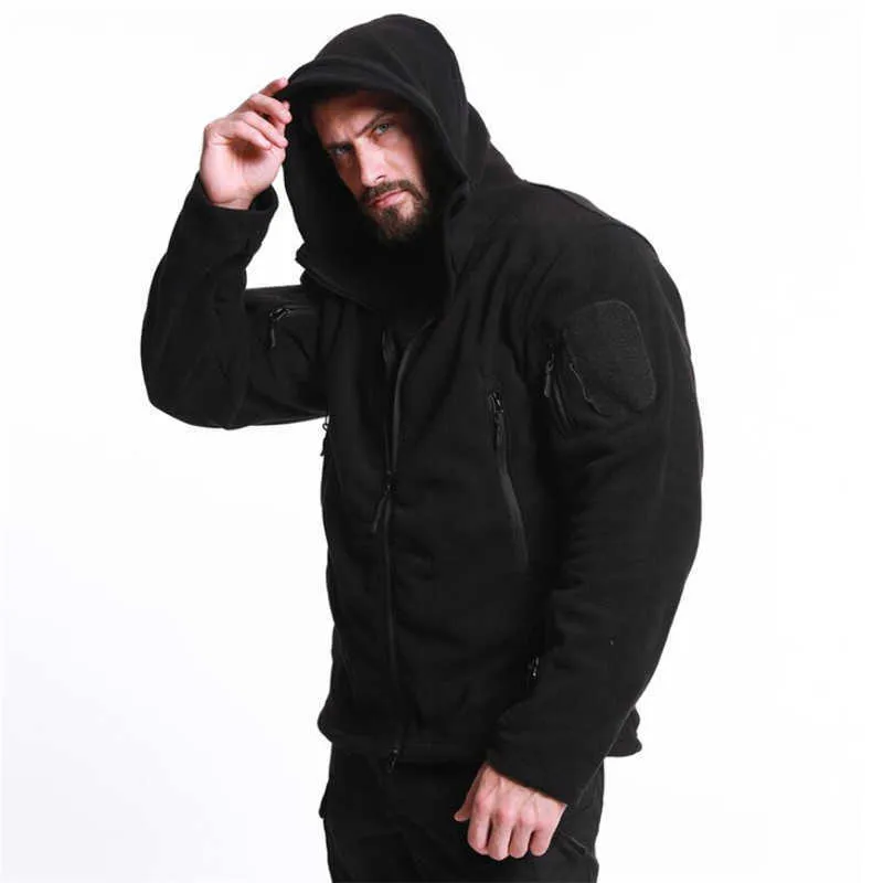 Winter Fleece Hooded Jackets Men Thermal Tactical Military Training Clothes Outdoor Hiking Camouflage Outwear Warm Windbreaker X0621