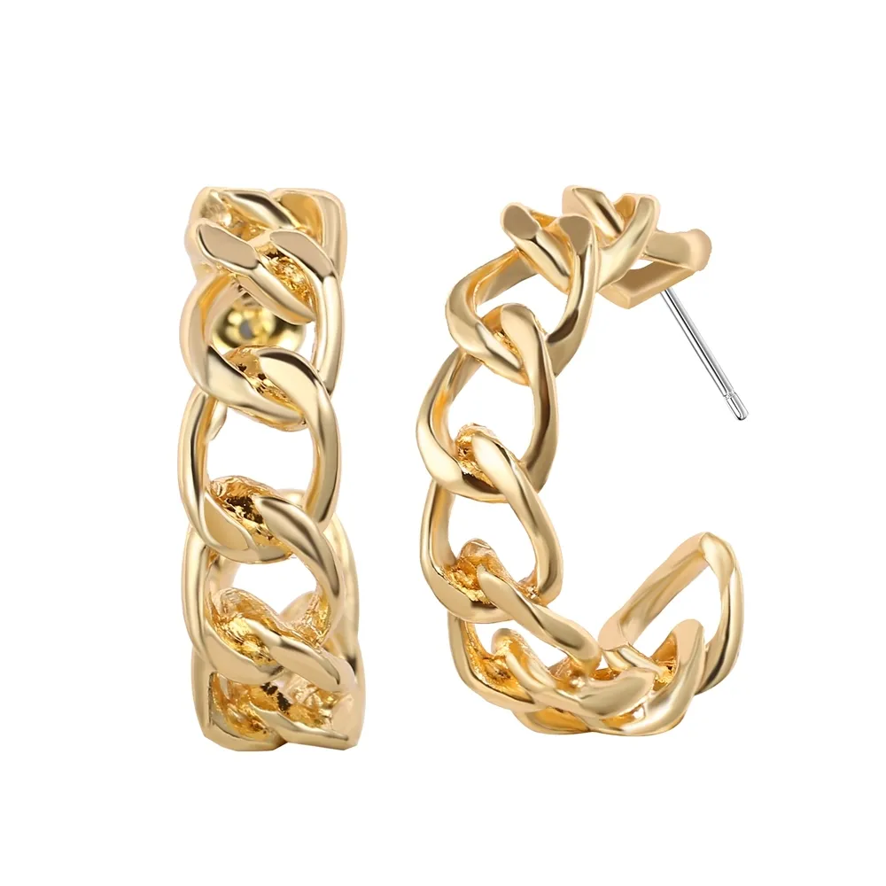 17KM – boucles d'oreilles en chaîne creuse pour femmes, breloques gothiques géométriques en or, Punk, cercle de déclaration, bijoux Brincos