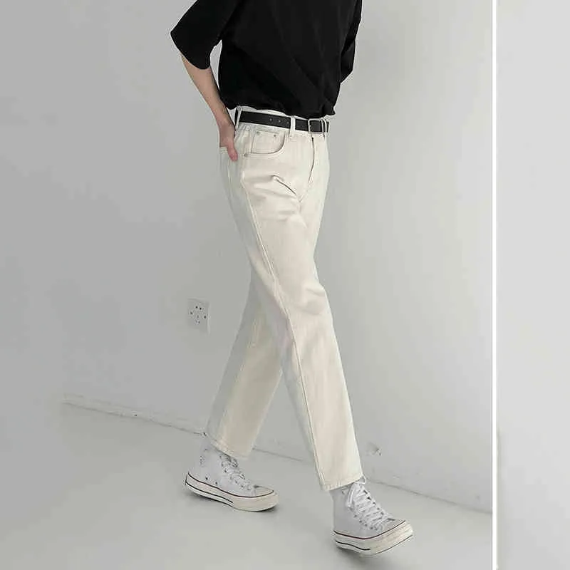 IEFB witte jeans heren lente en herfst casual rechte broek fashio losse vintage enkel lengte broek 9Y6961 210524