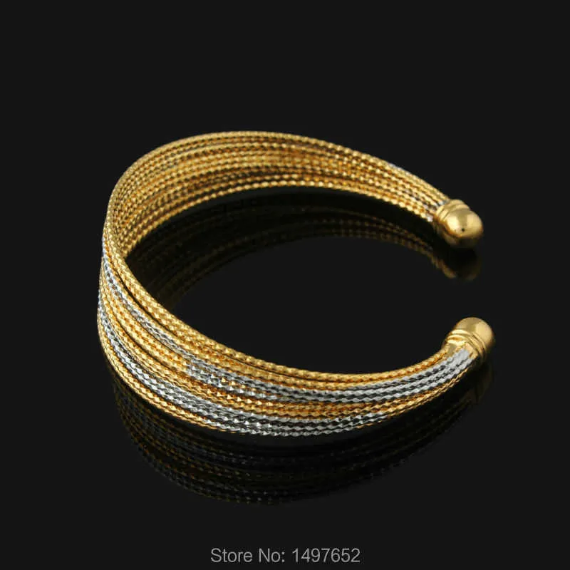 Nieuwe aankomst Ethiopische Goud Bangles18K Goud / Verzilverd Armbanden / Armbanden Sieraden Dames Mannen Afrikaanse // Kenya // Midden-Oosten Stijl Q0717