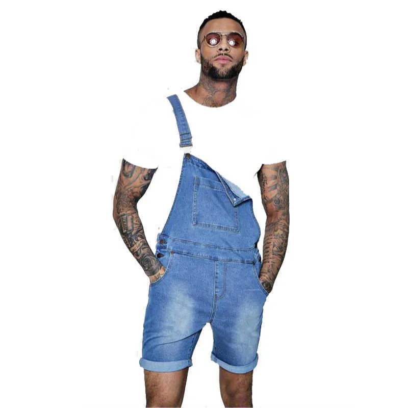 Pink Denim Overall Shorts for Men Fashion Hip Hop Streetwear Mens Jeans Plus Size Short Jean Jumpsuits 210714